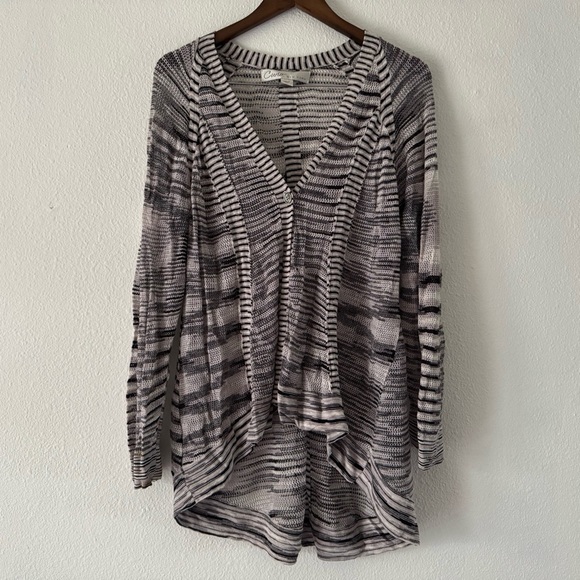 Curio NY Cardigan Open Textured Knit Relaxed Long Sweater Ribbed Hem Modern XL - Picture 12 of 13